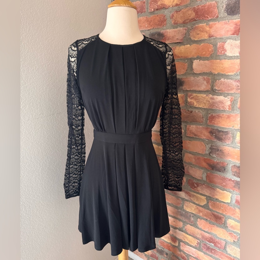 BCBGeneration Black Lace Sleeve Dress